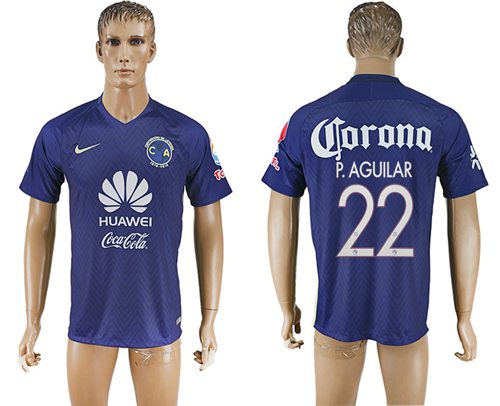 America #22 P.Aguilar Blue Soccer Club Jersey - Click Image to Close
